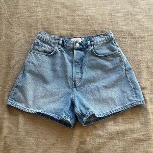 & Other Stories High-Waisted Loose-Fit Denim Shorts — Light Wash — US 10